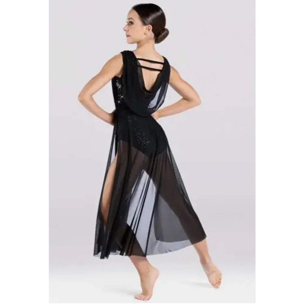 Weissman Elite Baby Hold On LC (14-16) Black Sequin Performance Leotard D13004